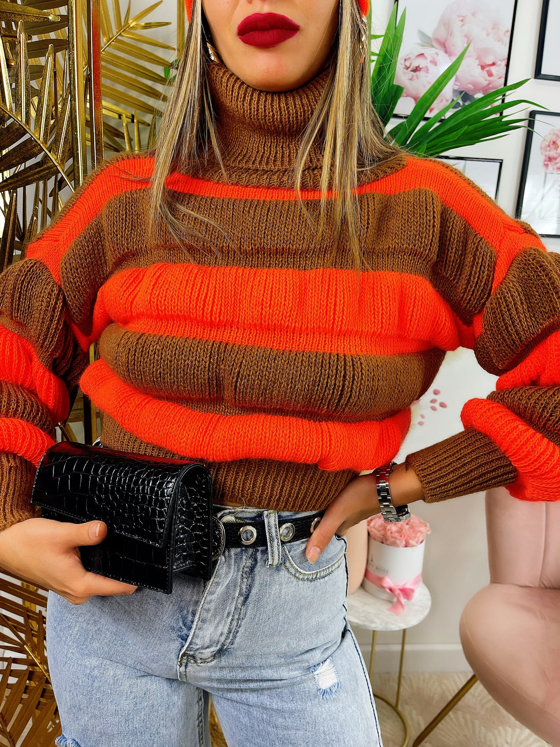 Maglione Rebel arancio Camel - R.a. Boutique 