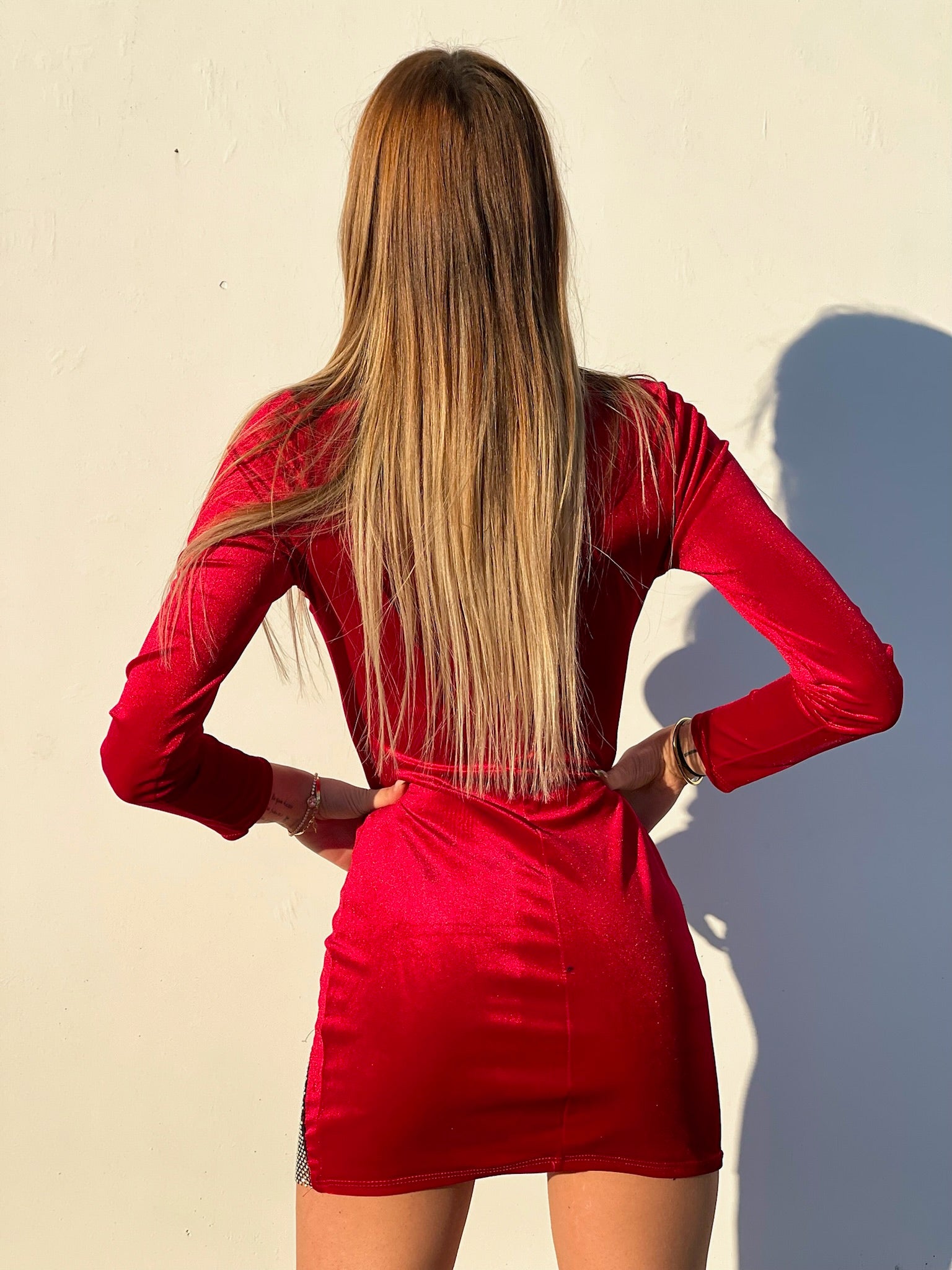 Abito in velluto rosso con strass - R.a. Boutique 