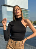 Top monospalla nero - R.a. Boutique 