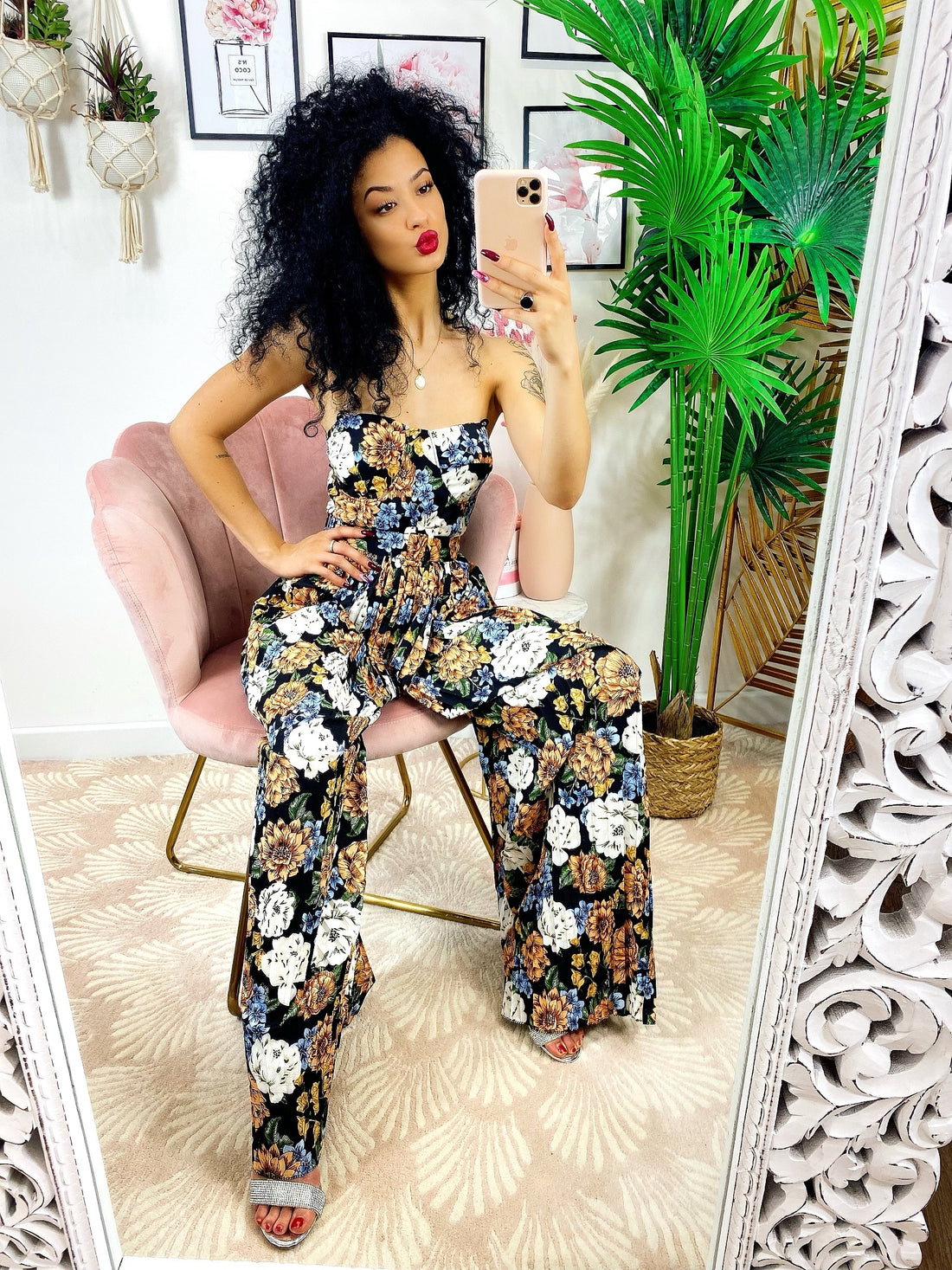 Tuta floreale con pantalone a pieghine - R.a. Boutique 