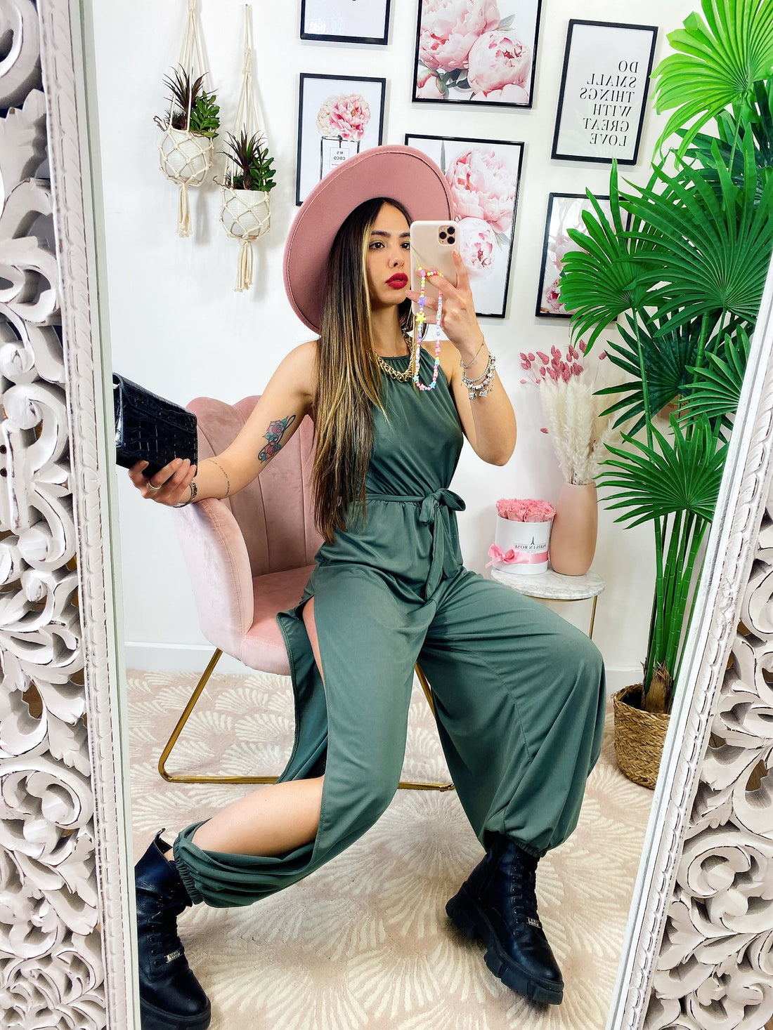 Tuta a bretellina con cintura e spacchi - R.a. Boutique 