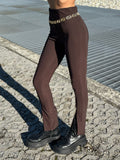 Pantalone con spacchetto marrone - R.a. Boutique 