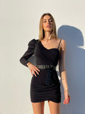 Abito con monospalla bombata nero - R.a. Boutique 