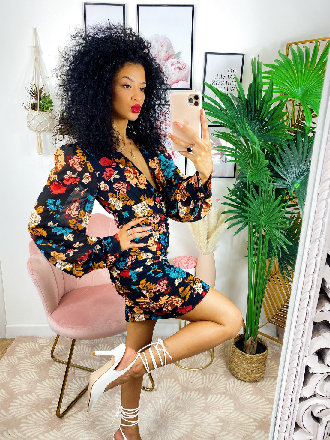 Abito aderente fiori azzurri - R.a. Boutique 