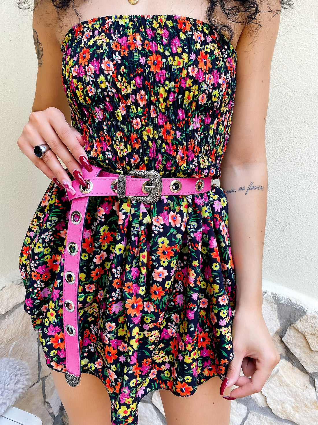 Tutina floreale a fascia - R.a. Boutique 