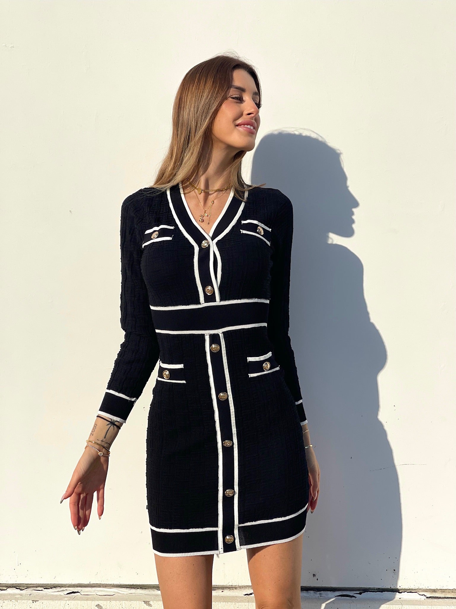 Abito in maglia nero e bianco - R.a. Boutique 