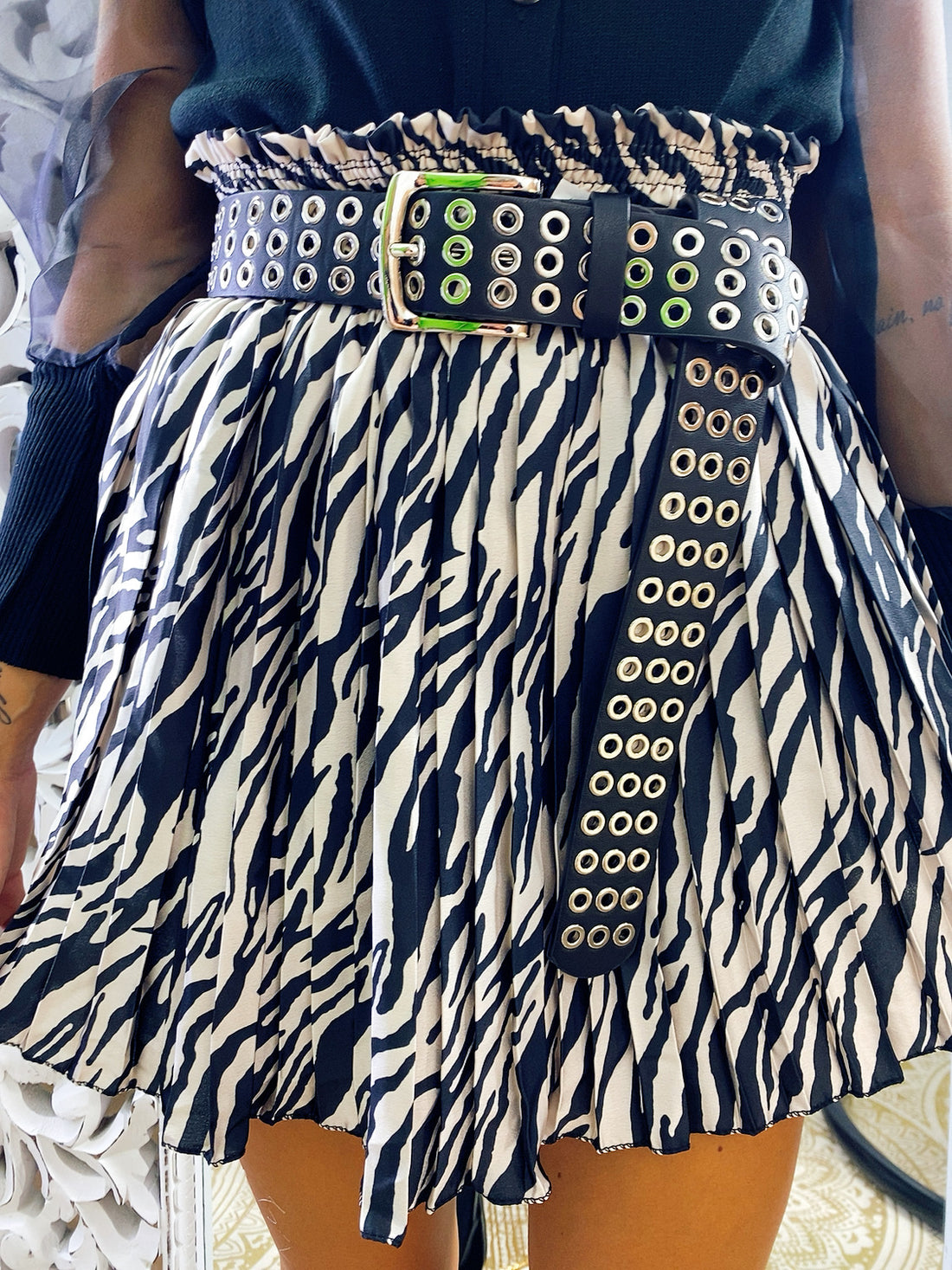 Gonna a pieghine zebrata - R.a. Boutique 