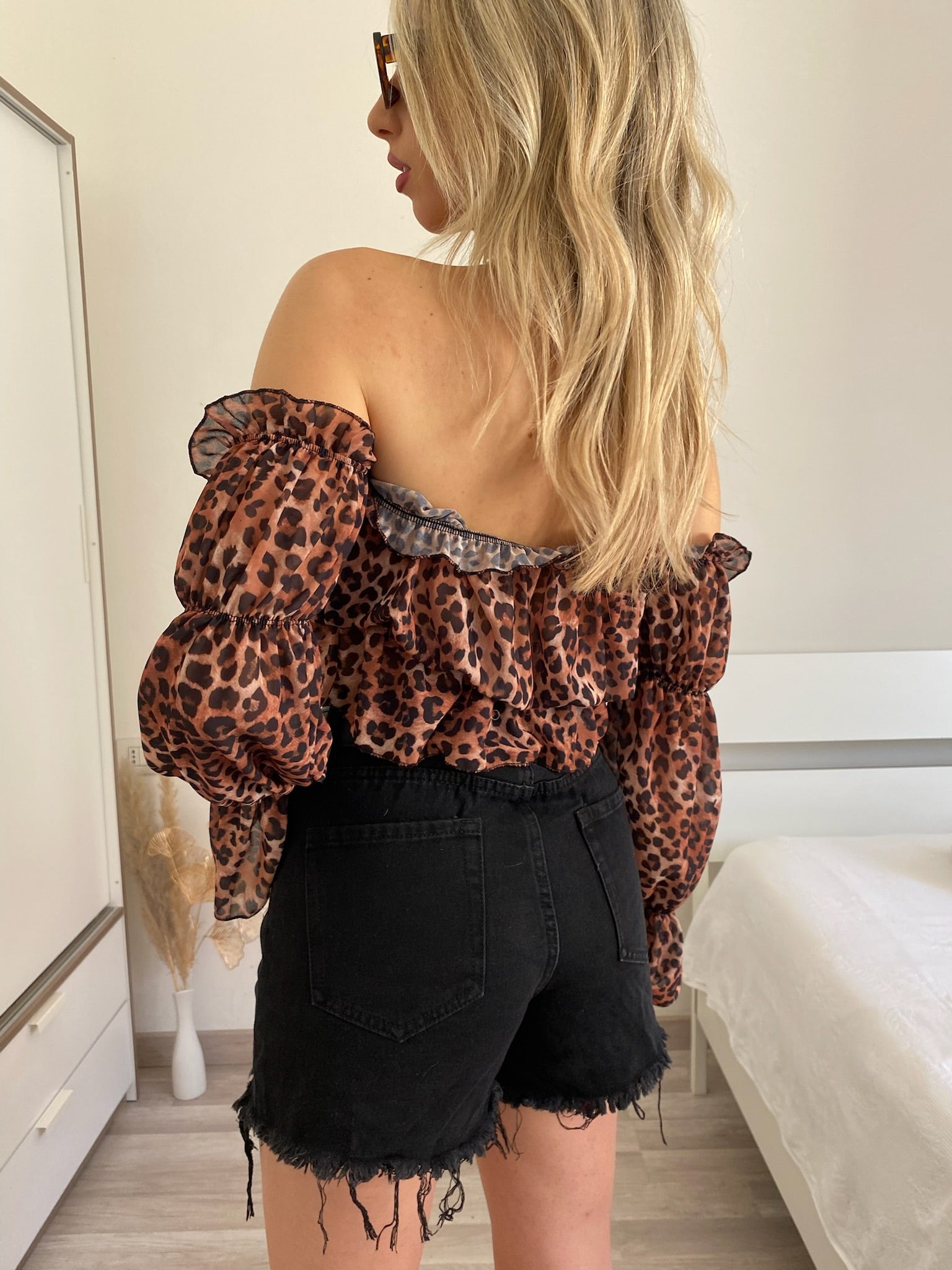 Top animalier scollo a barchetta - R.a. Boutique 