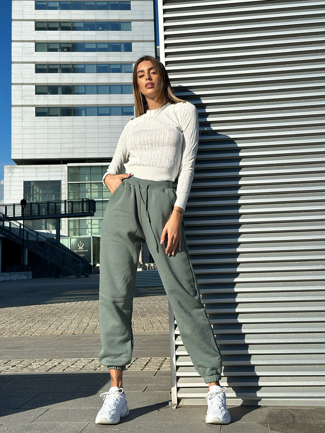 Pantatuta felpata verde militare - R.a. Boutique 