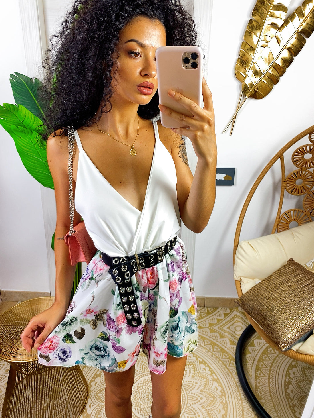 Tutina con pantaloncino a fiori sfumati lilla - R.a. Boutique 