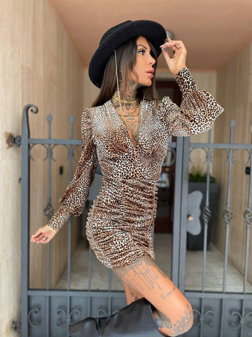 Abito aderente maculato trama piccola con bottoncini - R.a. Boutique 