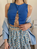 Top blu con punto luce - R.a. Boutique 
