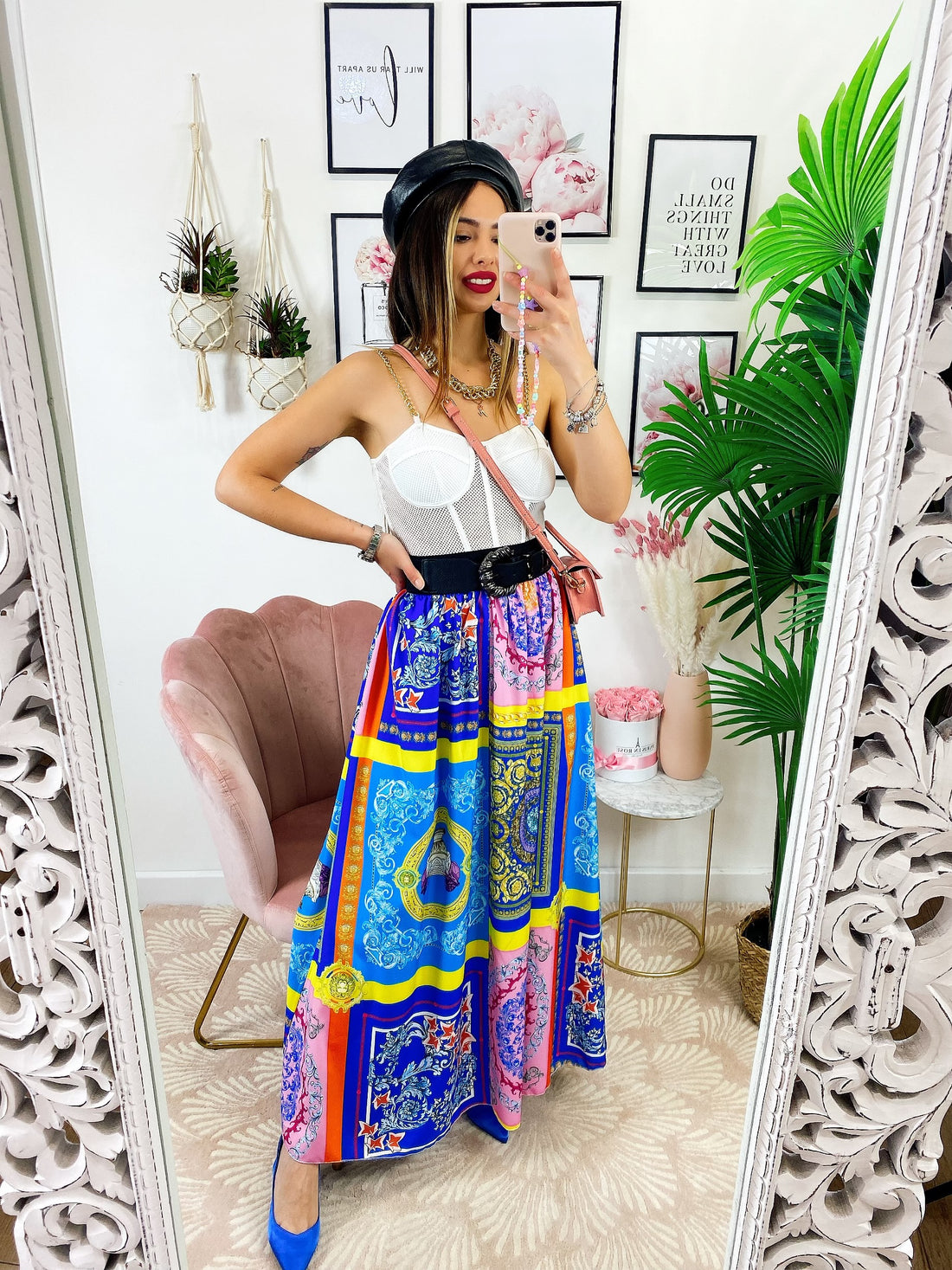 Gonna lunga dettaglio blu - R.a. Boutique 