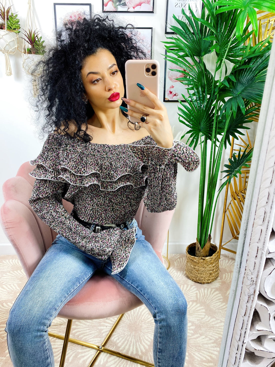 Blusa con rouge e fiorellini - R.a. Boutique 