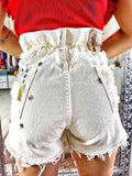 Levi’s Short Vintage bianco con borchie e strappi - R.a. Boutique 