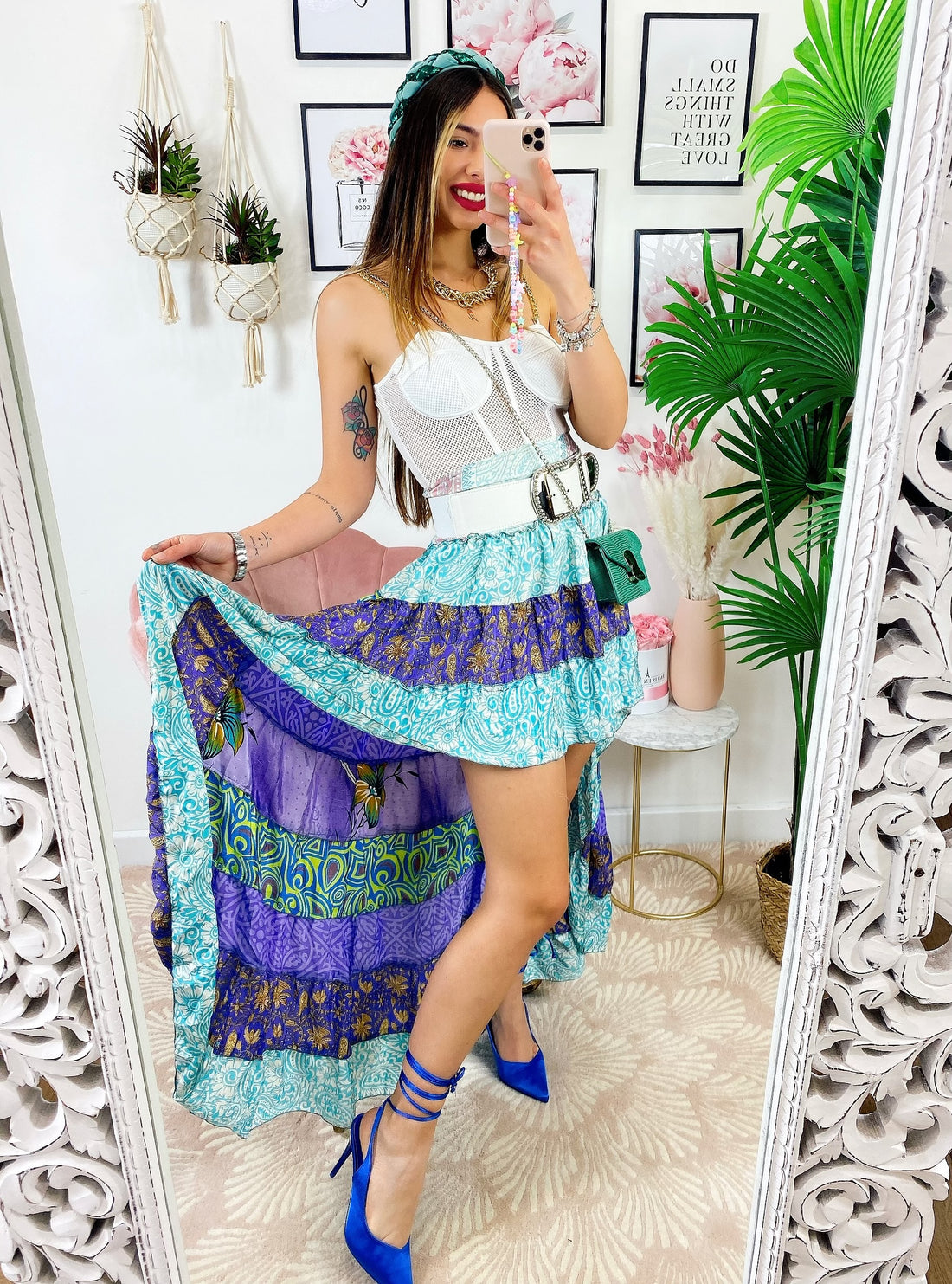 Gonna asimmetrica Verdeacqua e azzurra - R.a. Boutique 