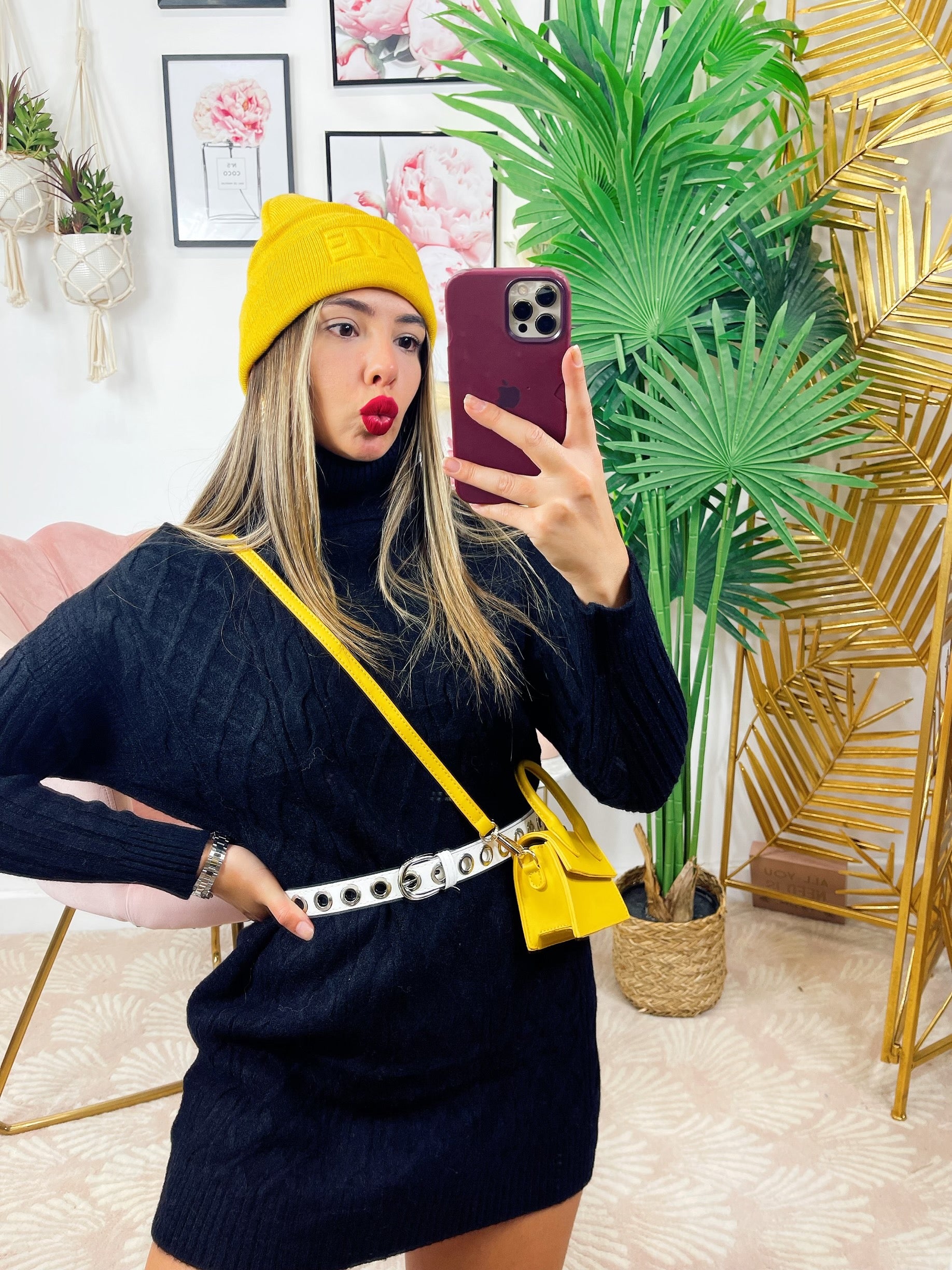 Maxi maglia a collo alto nero - R.a. Boutique 