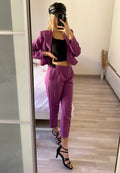 Completo giacca crop e pantalone viola - R.a. Boutique 