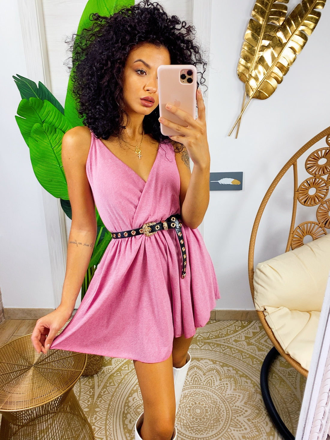 Tutina a bretellina rosa glitter - R.a. Boutique 