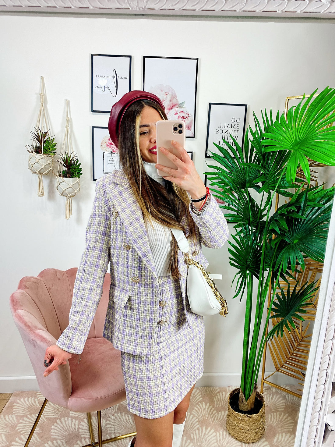 Completo in tweed Gonna e giacca lilla - R.a. Boutique 