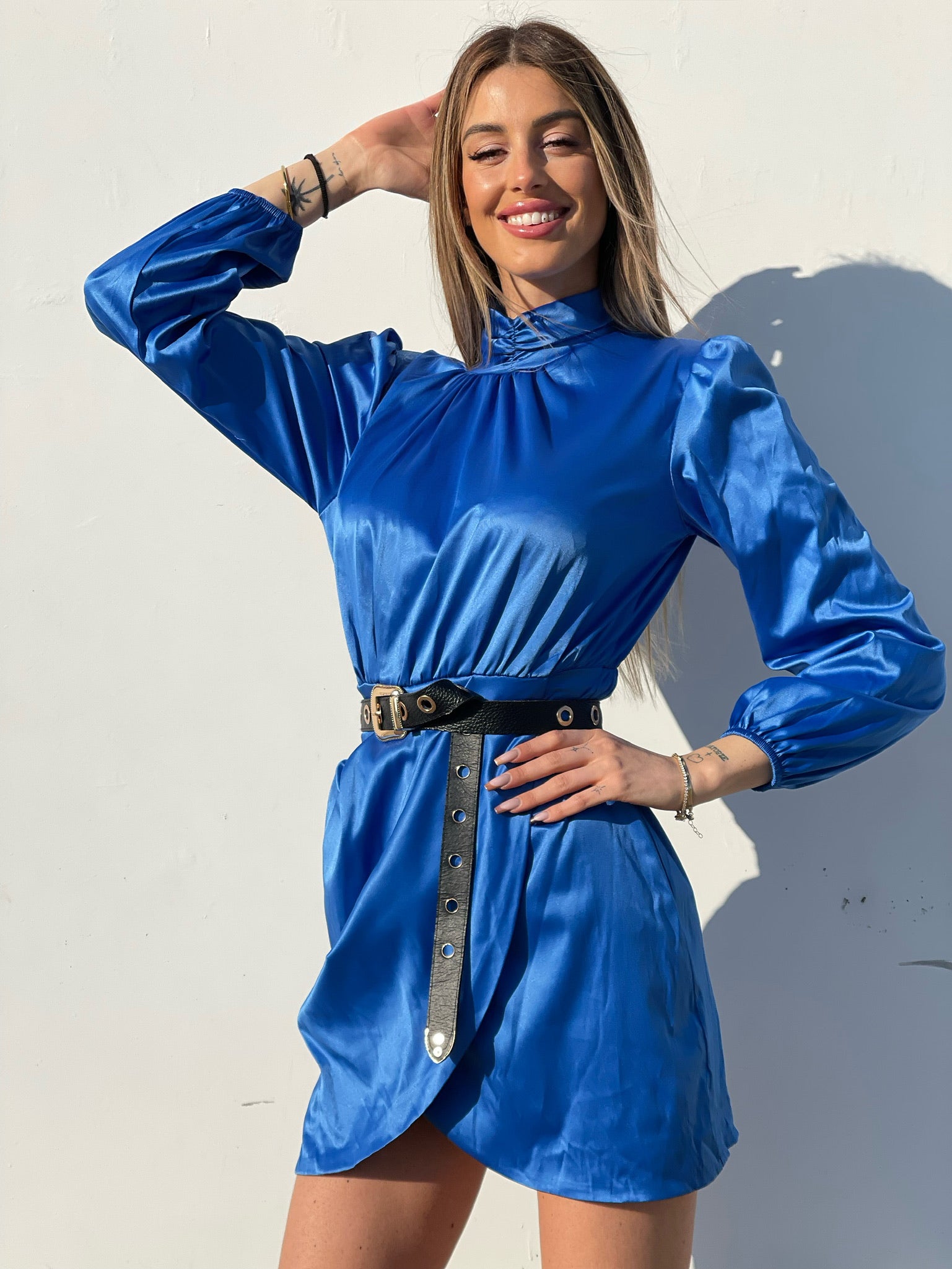 Abito in raso blu elettrico - R.a. Boutique 