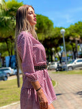 Maxi camicione a quadri bordeaux - R.a. Boutique 