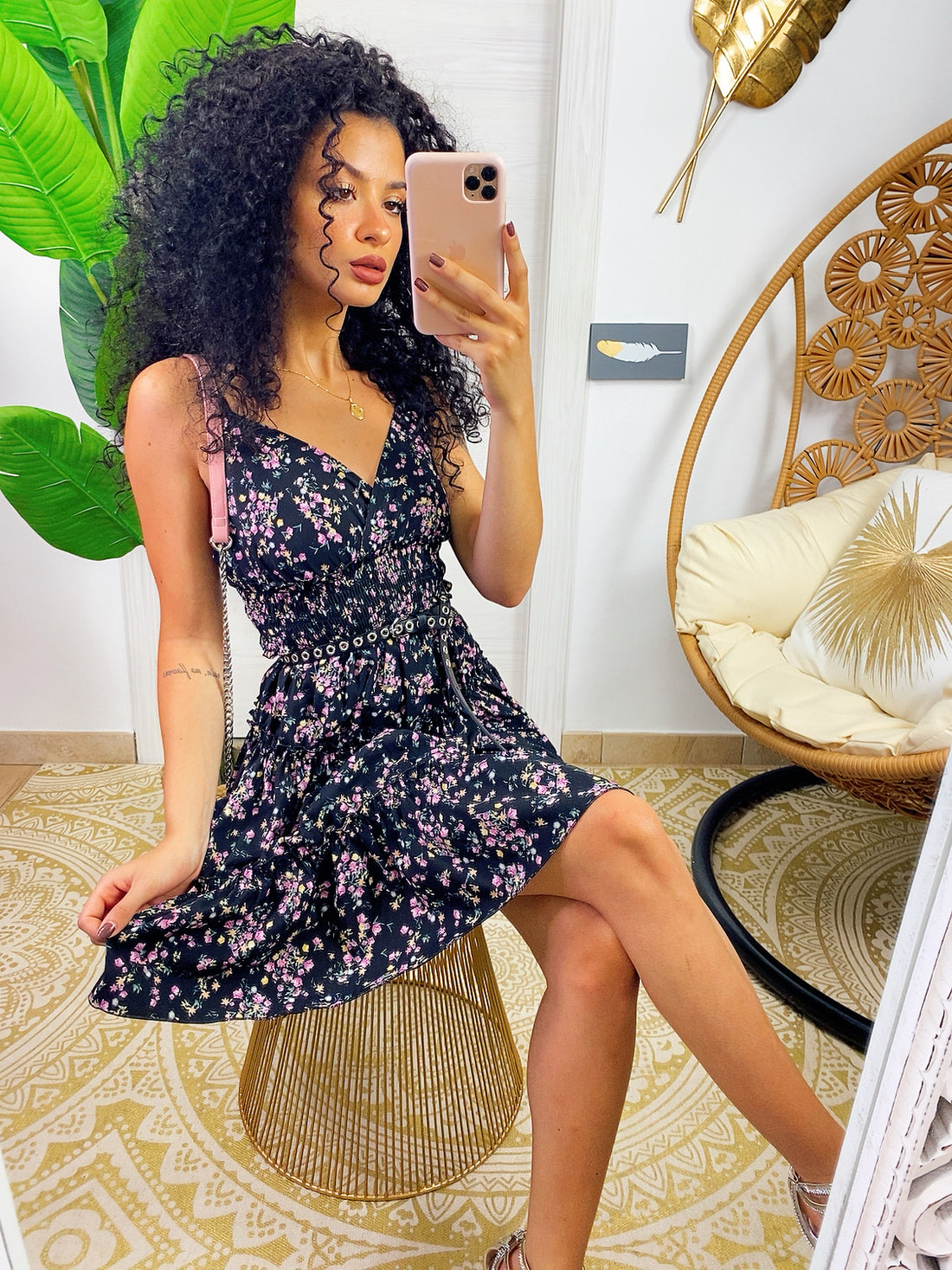 Abito a balze con gonna ampia a fiorellini - R.a. Boutique 