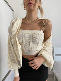 Cardigan panna a trecce - R.a. Boutique 