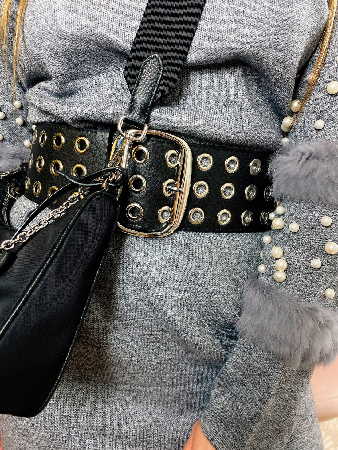 Cinturone largo occhielli argento - R.a. Boutique 