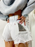 Short Levi’s Vintage bianco con borchie - R.a. Boutique 