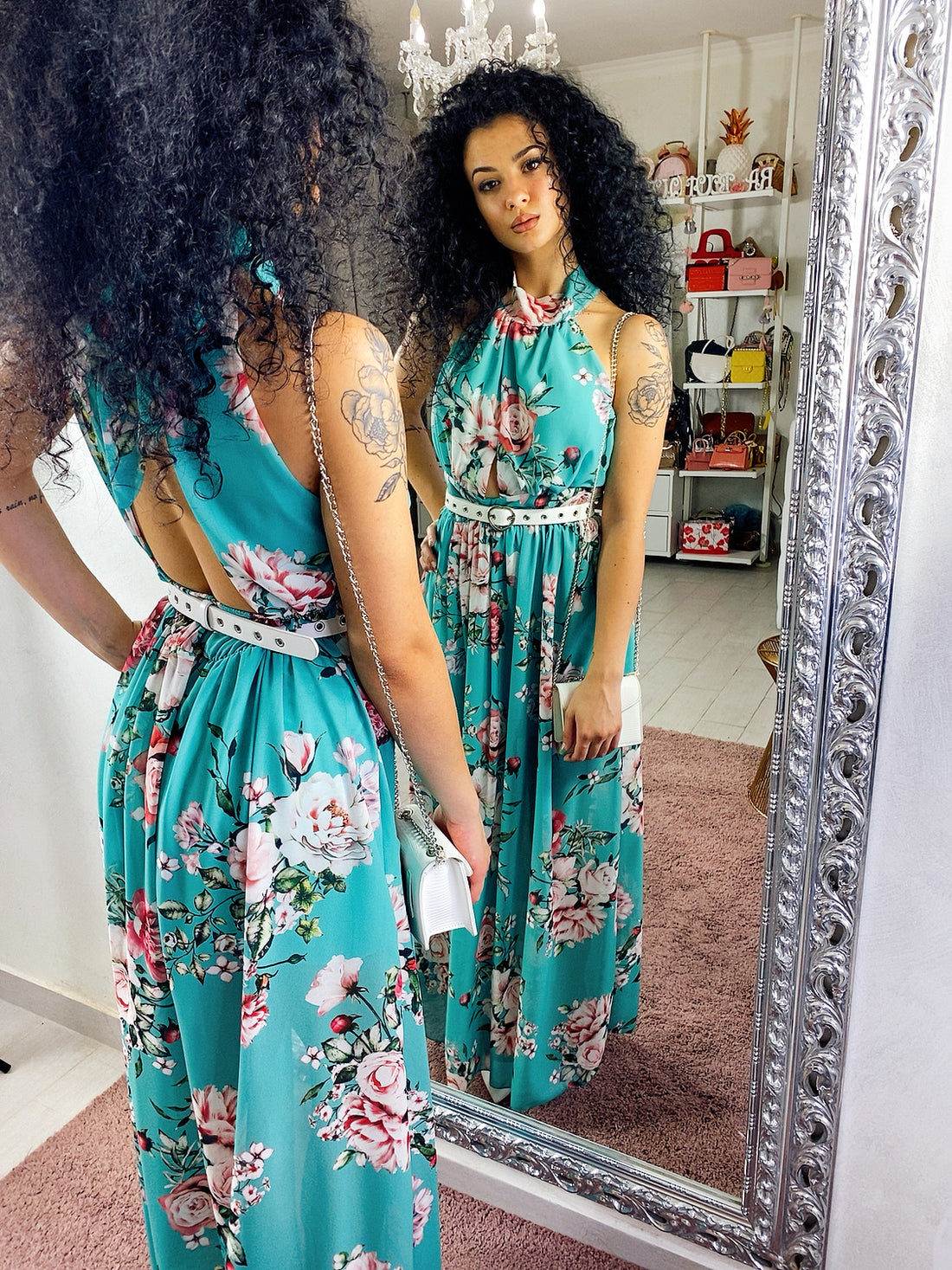 Abito a fiori con spacco - R.a. Boutique 