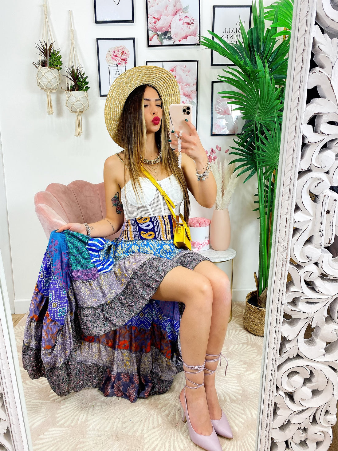 Gonna asimmetrica sfumature lilla blu - R.a. Boutique 