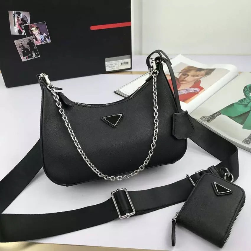 Set 3 bag in eco Pelle con catena argento - R.a. Boutique 