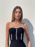 Abito bustier nero con strass - R.a. Boutique 