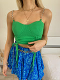 Top verde con spalline in strass - R.a. Boutique 