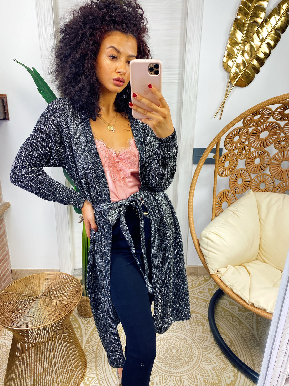 Cardigan in lurex argento - R.a. Boutique 