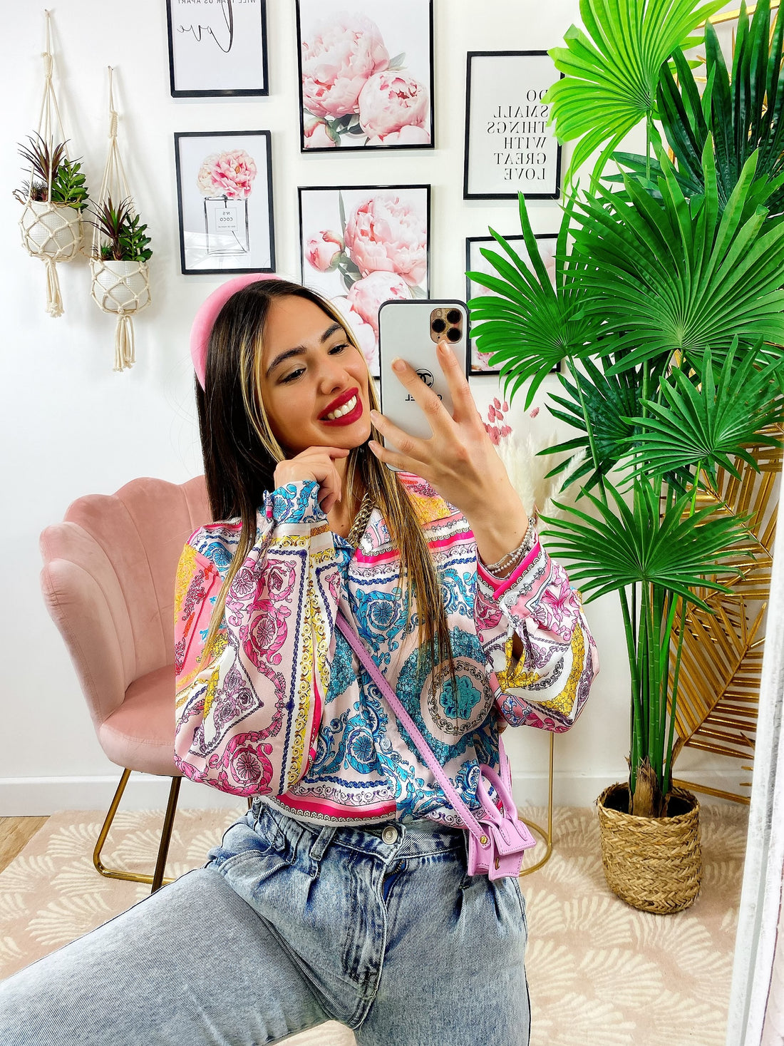 Camicia etnica sfumature Rosa e Celesti - R.a. Boutique 