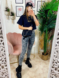 jeans nero con cintura - R.a. Boutique 