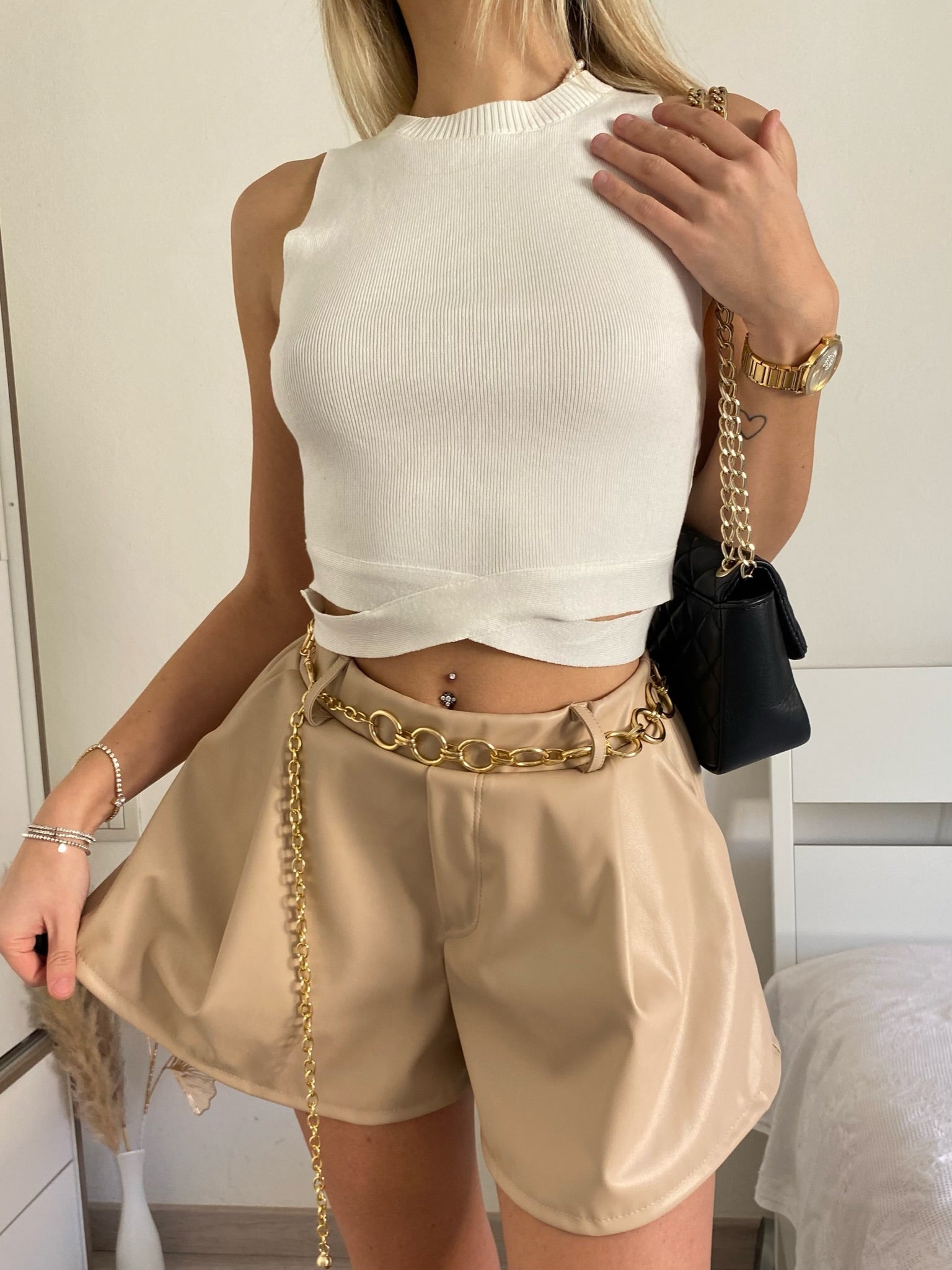 Short in ecopelle Camel - R.a. Boutique 