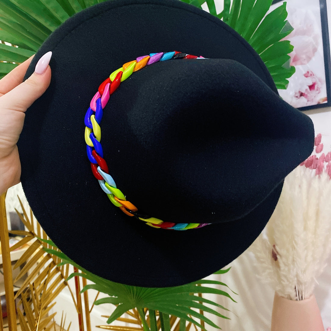 Cappello Nero catena multicolor - R.a. Boutique 