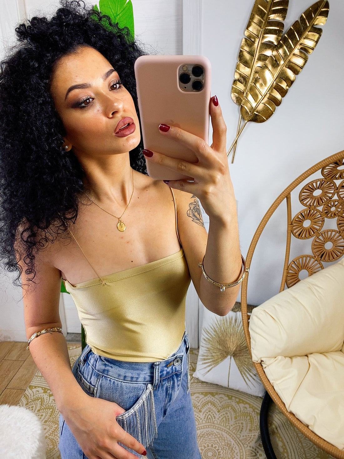 Body in raso a bretelline sottili - R.a. Boutique 