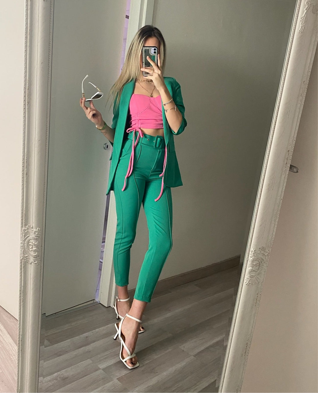 Completo giacca e pantalone verde smeraldo - R.a. Boutique 