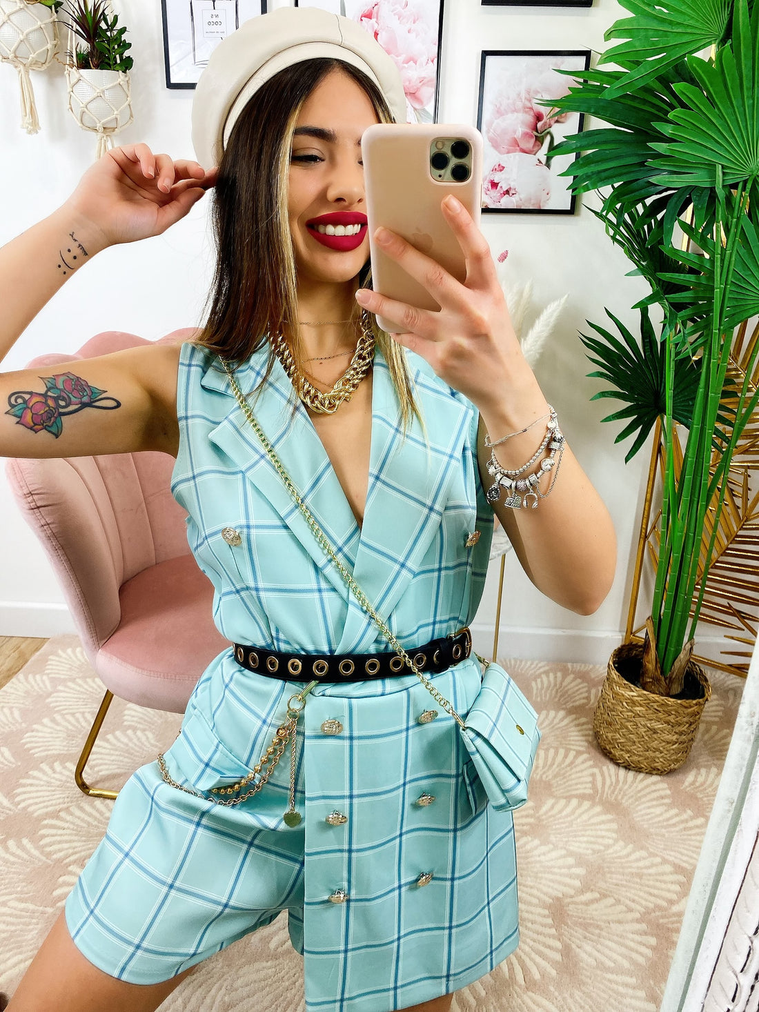 Tutina a Blazer con borsetta Verdeacqua - R.a. Boutique 