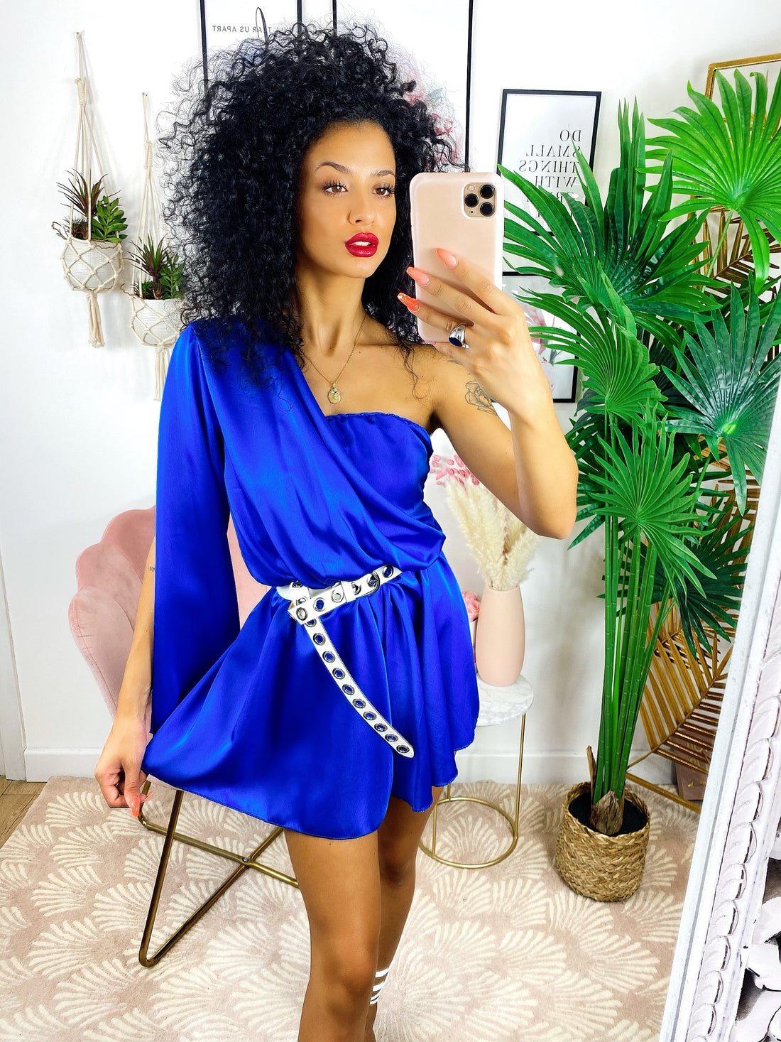 Tutina monospalla taglio impero Blu - R.a. Boutique 