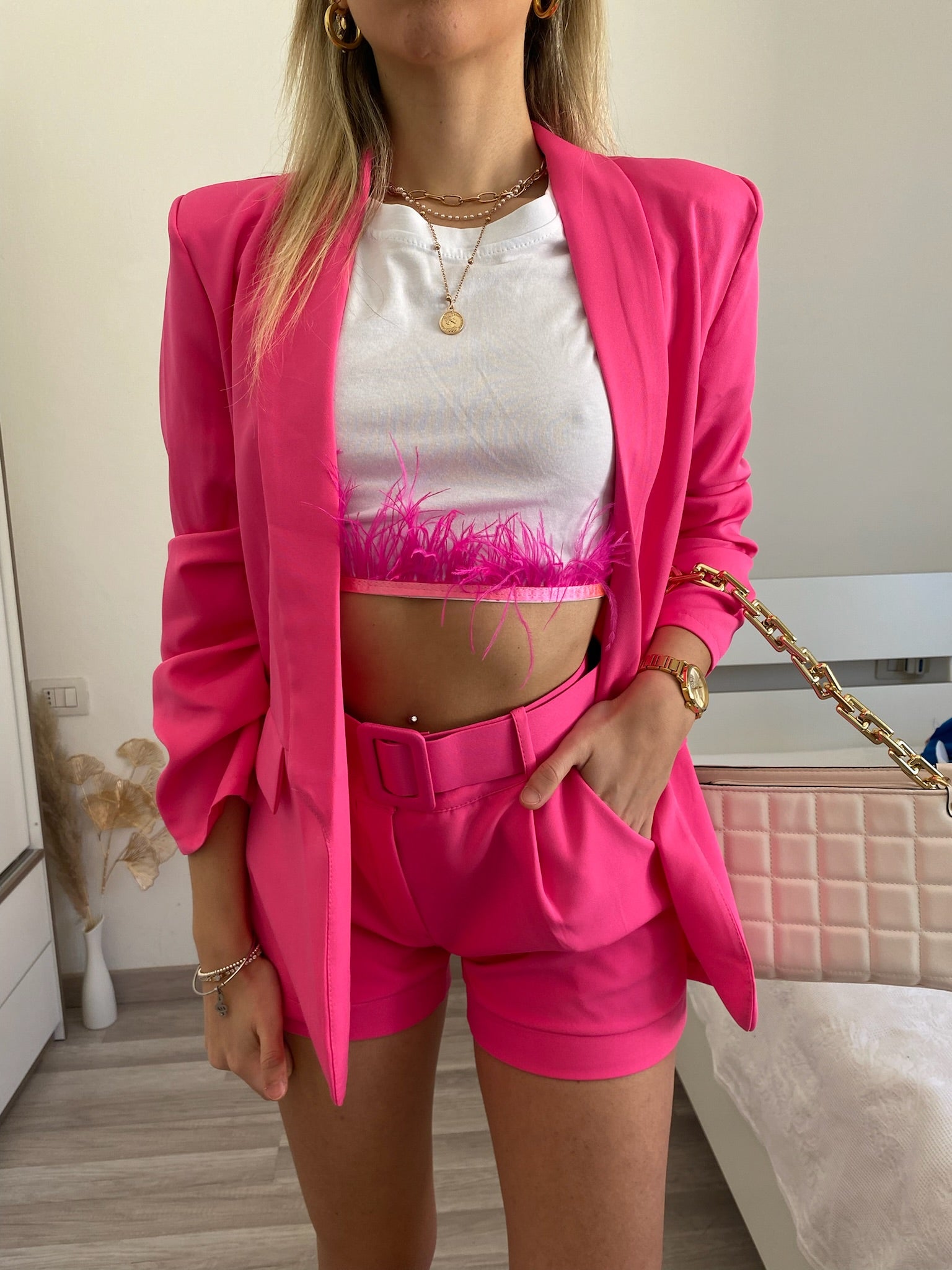 Completo giacca e Short Fuxia - R.a. Boutique 