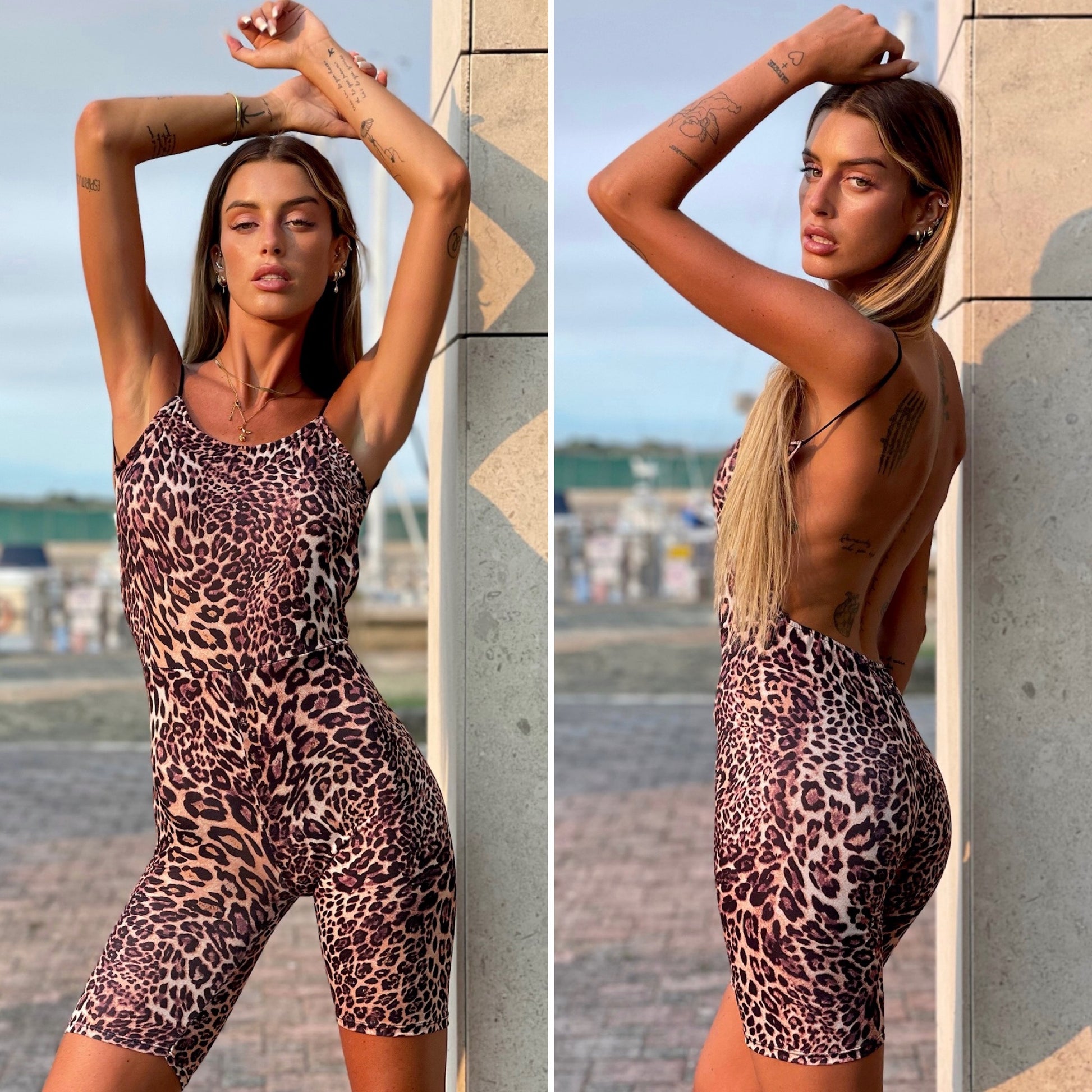 Tuta animalier schiena aperta - R.a. Boutique 