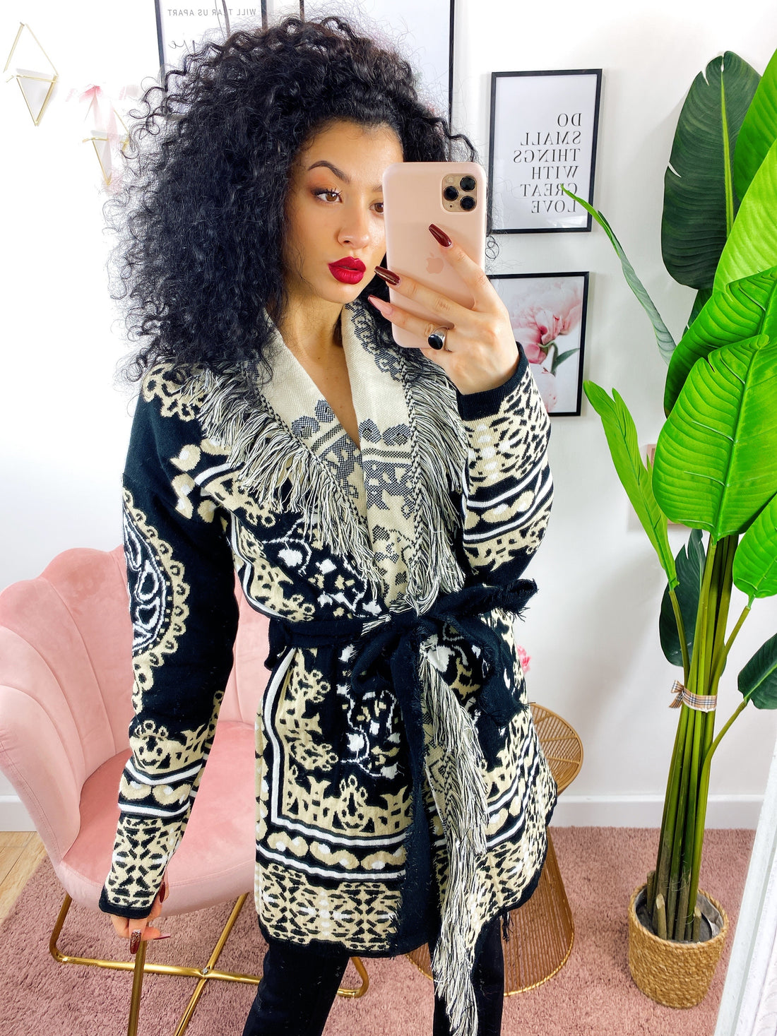 Cardigan Etnico con frange e cinta - R.a. Boutique 