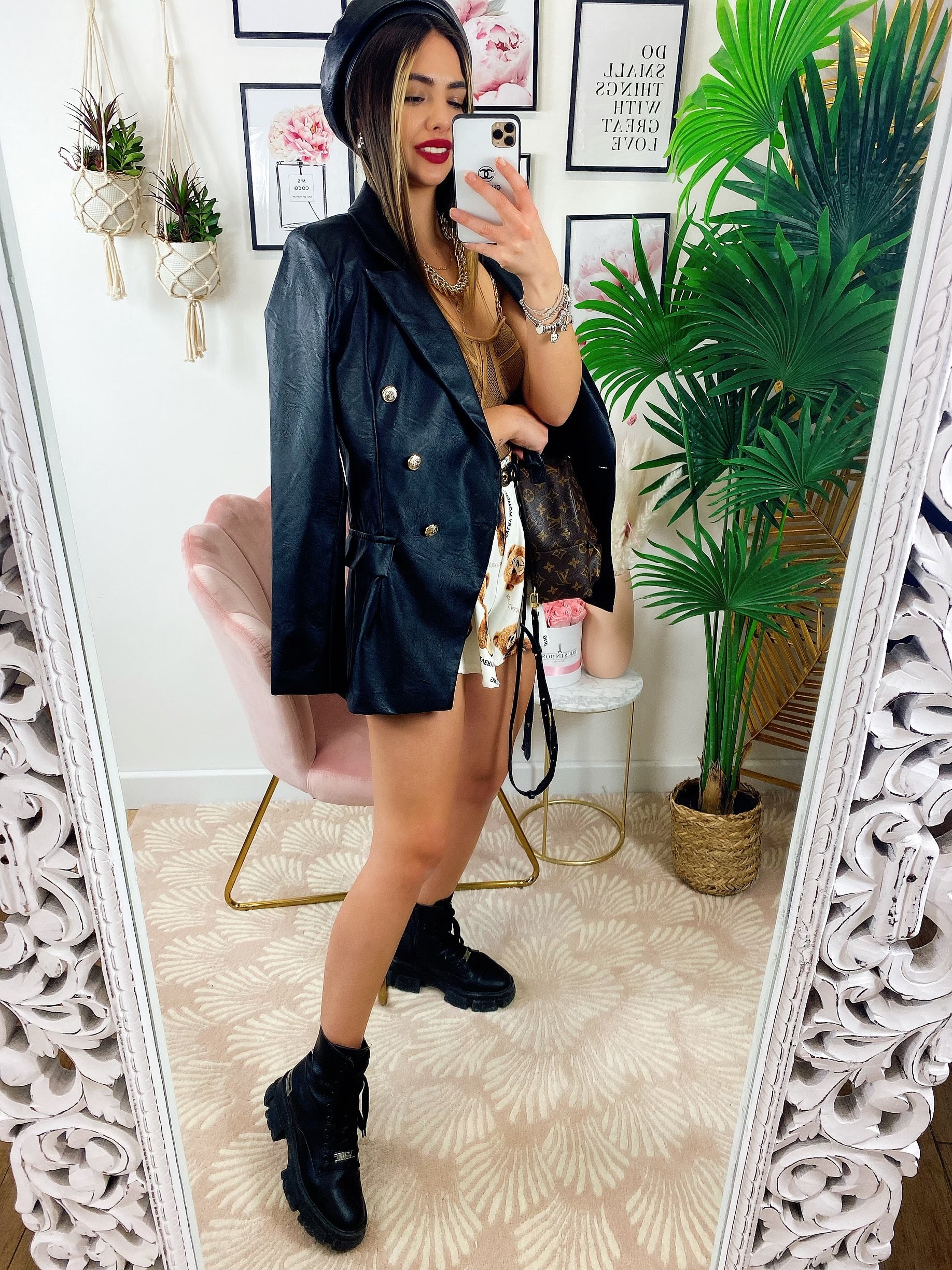 Blazer in ecopelle Nero - R.a. Boutique 