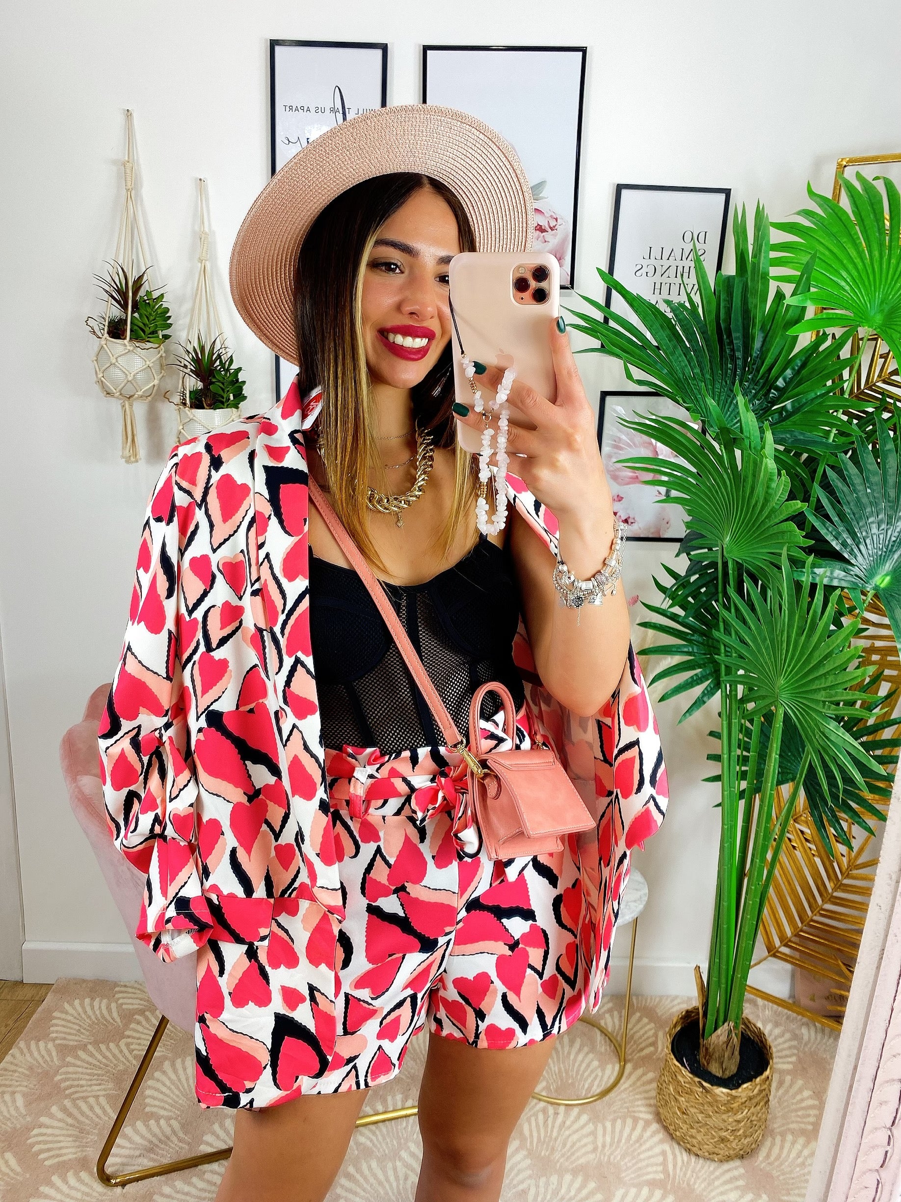 Completo giacca e pantalone cuori Rosa - R.a. Boutique 