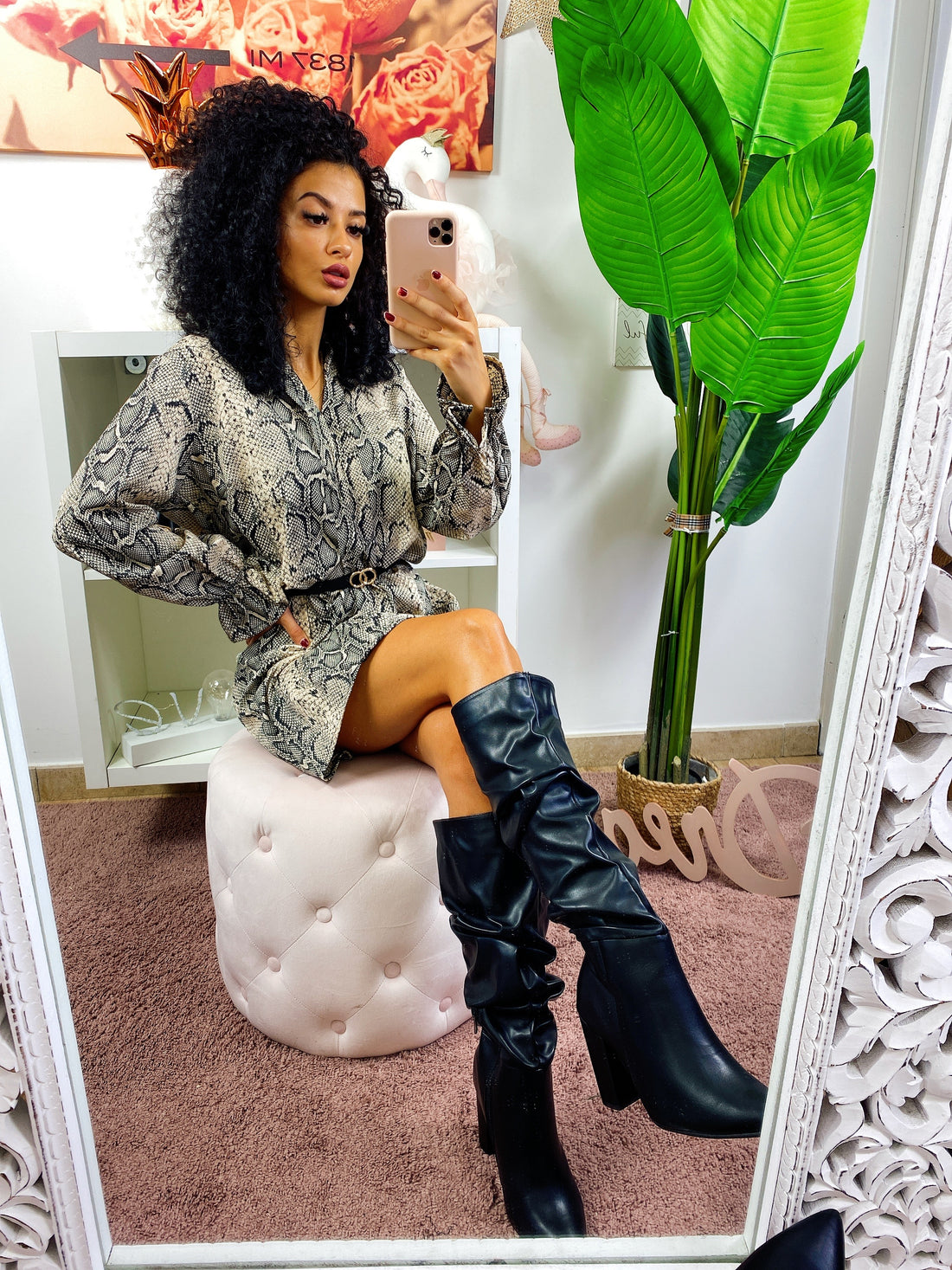 Camicione pitonato con cintura - R.a. Boutique 